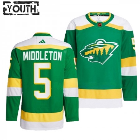 Minnesota Wild Trikot Jake Middleton 5 Adidas 2022-23 Grün Reverse Retro 2.0 Authentic - Kinder